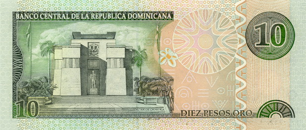 Back of Dominican Republic p168a: 10 Pesos Oro from 2001