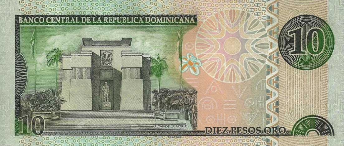 Back of Dominican Republic p168b: 10 Pesos Oro from 2002