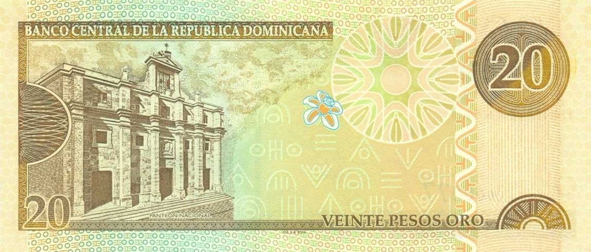 Back of Dominican Republic p169b: 20 Pesos Oro from 2002