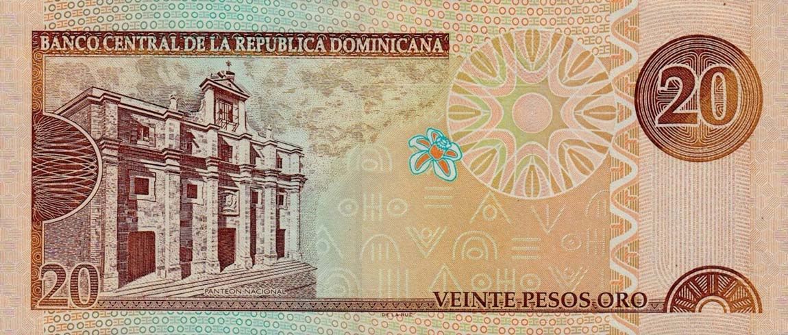 Back of Dominican Republic p169c: 20 Pesos Oro from 2003