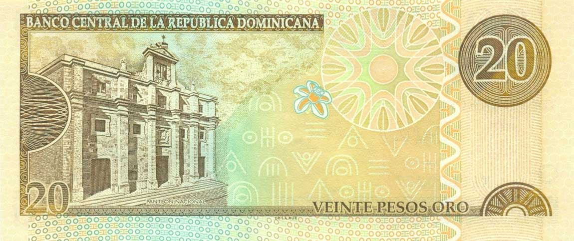 Back of Dominican Republic p169d: 20 Pesos Oro from 2004