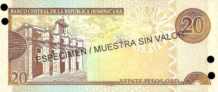 Back of Dominican Republic p169s3: 20 Pesos Oro from 2003