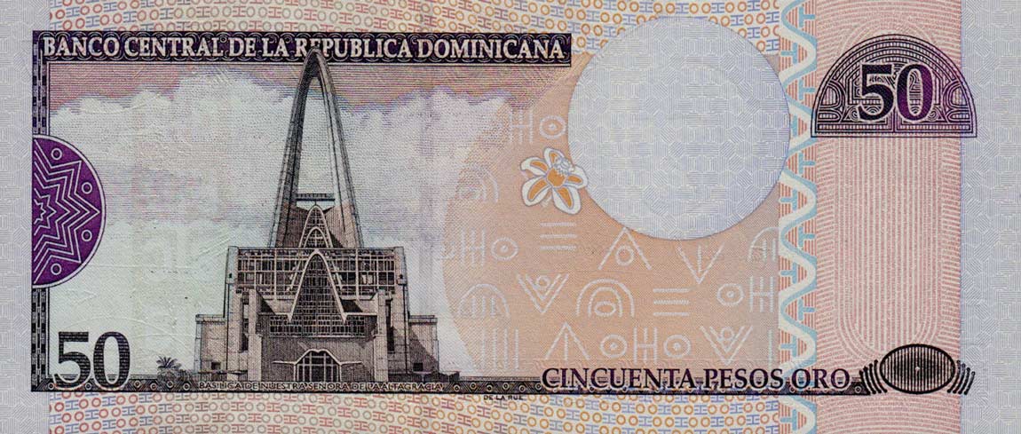 Back of Dominican Republic p170c: 50 Pesos Oro from 2004