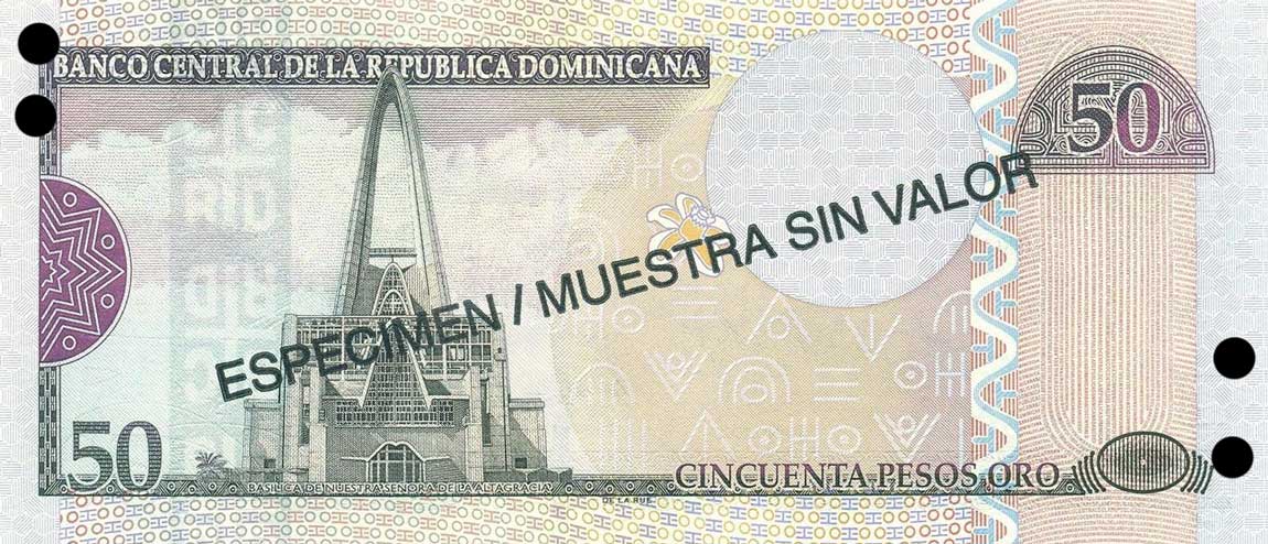 Back of Dominican Republic p170s2: 50 Pesos Oro from 2002