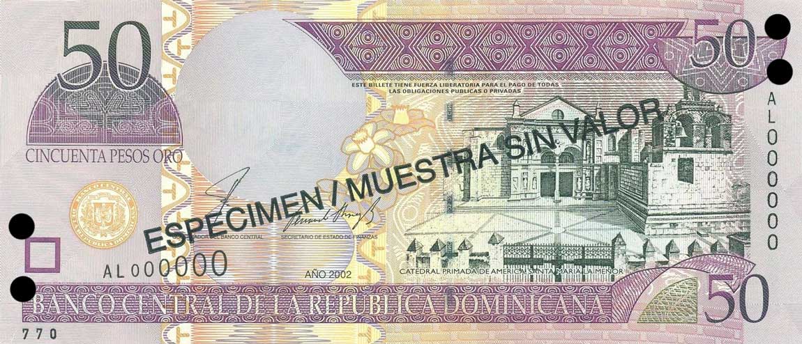 Front of Dominican Republic p170s2: 50 Pesos Oro from 2002