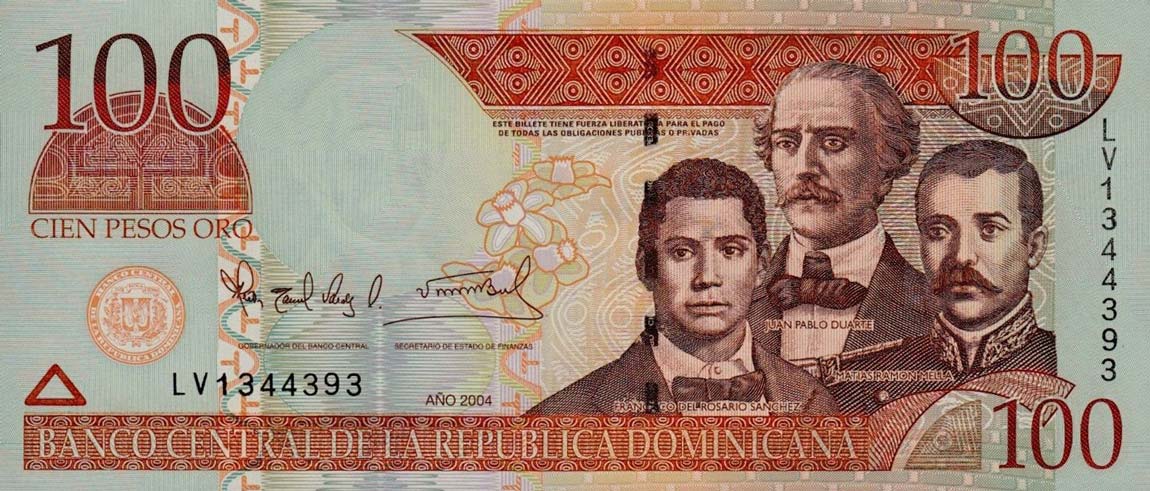 Front of Dominican Republic p171d: 100 Pesos Oro from 2004