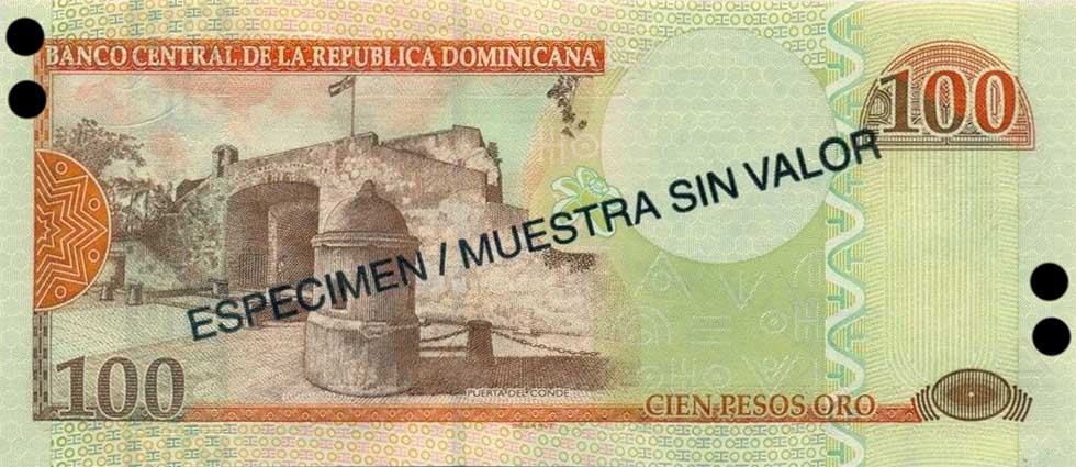 Back of Dominican Republic p171s2: 100 Pesos Oro from 2002