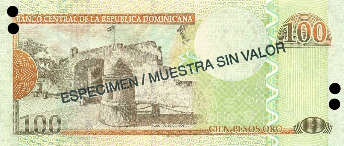 Back of Dominican Republic p171s3: 100 Pesos Oro from 2003