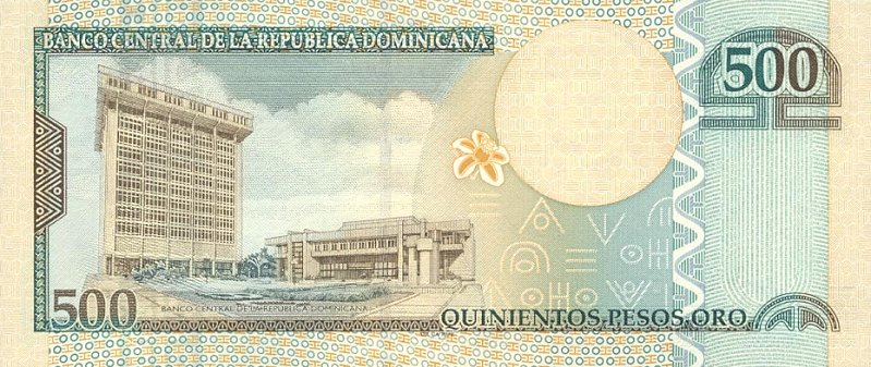 Back of Dominican Republic p172a: 500 Pesos Oro from 2002