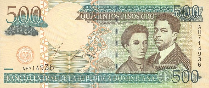 Front of Dominican Republic p172a: 500 Pesos Oro from 2002