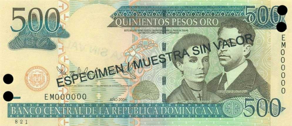 Front of Dominican Republic p172s3: 500 Pesos Oro from 2004