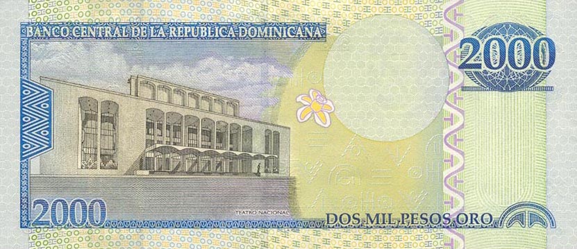 Back of Dominican Republic p174a: 2000 Pesos Oro from 2002