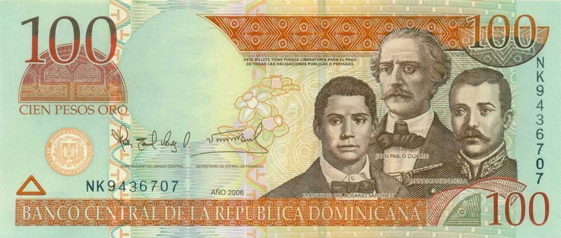 Front of Dominican Republic p177a: 100 Pesos Oro from 2006