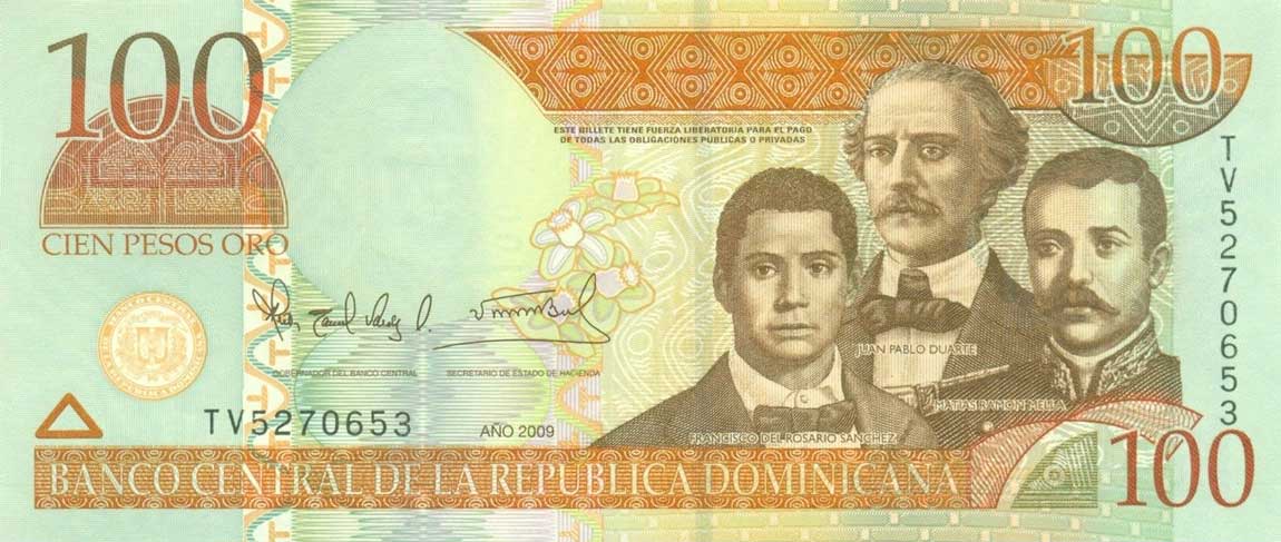 Front of Dominican Republic p177b: 100 Pesos Oro from 2009