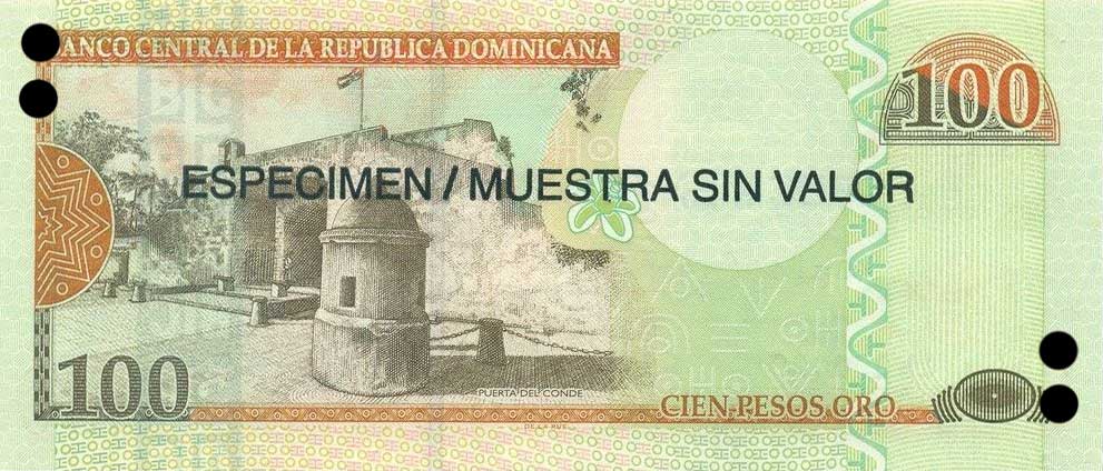 Back of Dominican Republic p177s1: 100 Pesos Oro from 2006