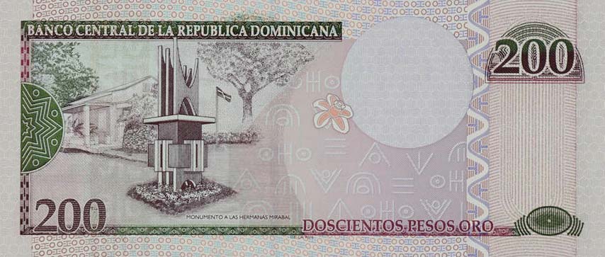 Back of Dominican Republic p178A: 200 Pesos Oro from 2009