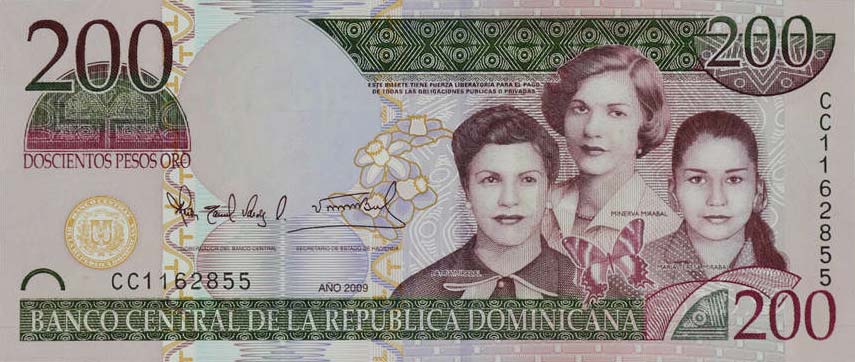 Front of Dominican Republic p178A: 200 Pesos Oro from 2009