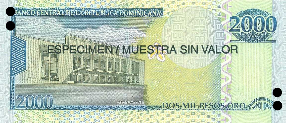 Back of Dominican Republic p181s1: 2000 Pesos Oro from 2006