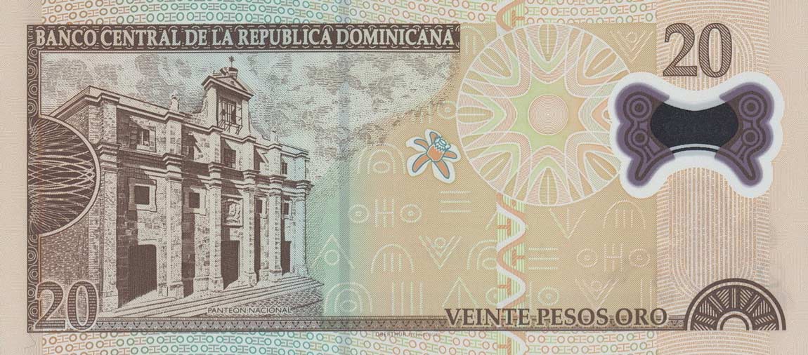 Back of Dominican Republic p182a: 20 Pesos Oro from 2009