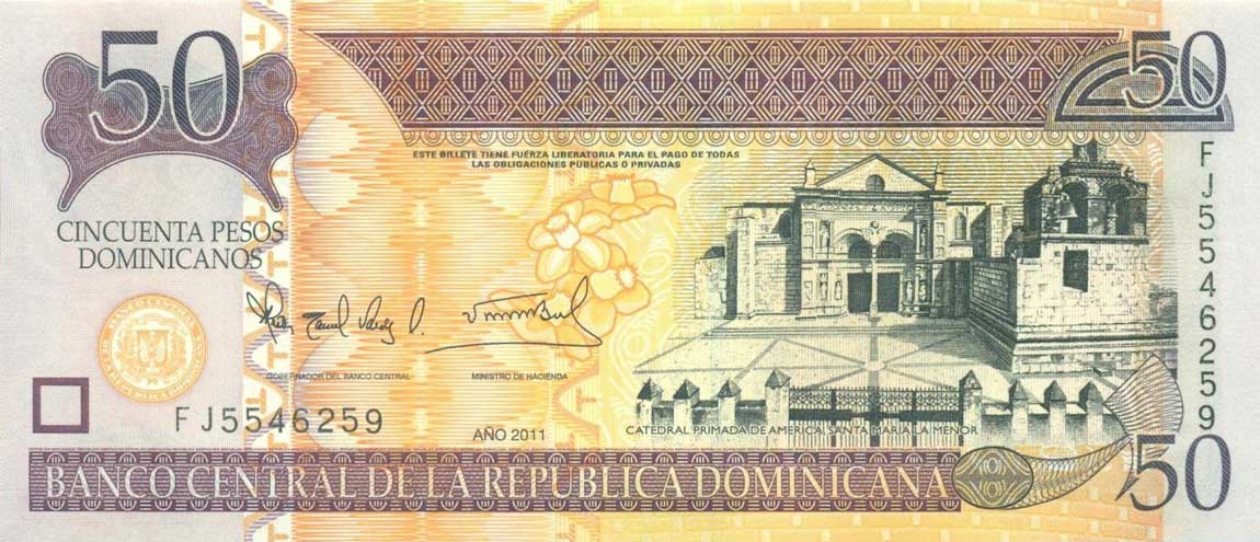 Front of Dominican Republic p183a: 50 Pesos Dominicanos from 2011