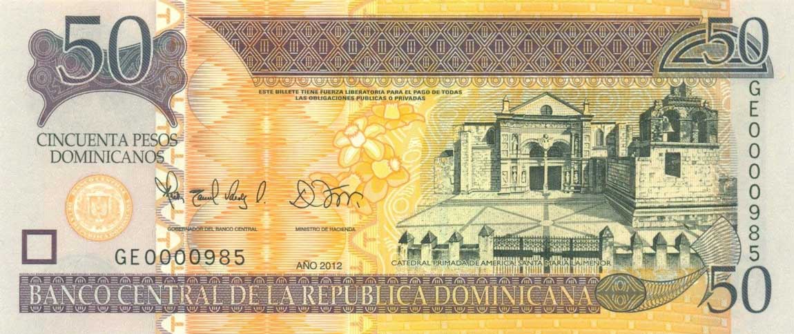 Front of Dominican Republic p183b: 50 Pesos Dominicanos from 2012