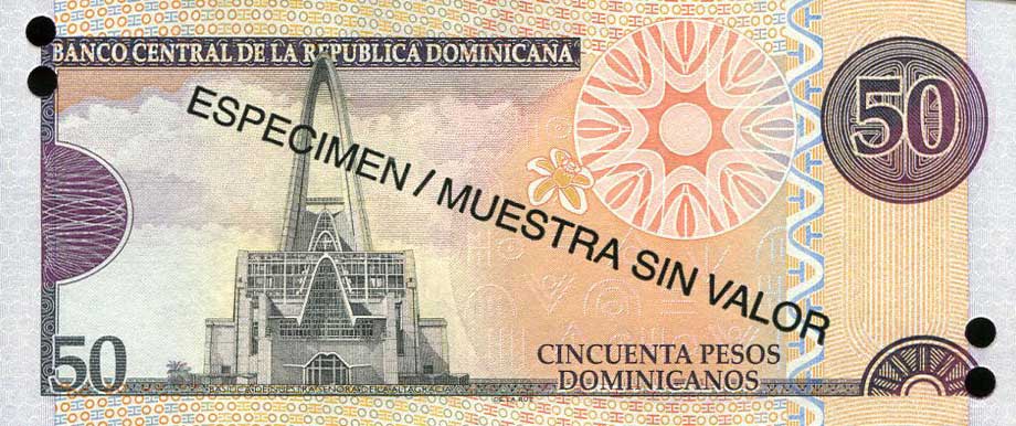 Back of Dominican Republic p183s: 50 Pesos Dominicanos from 2010