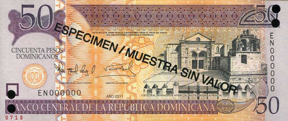 Front of Dominican Republic p183s: 50 Pesos Dominicanos from 2010