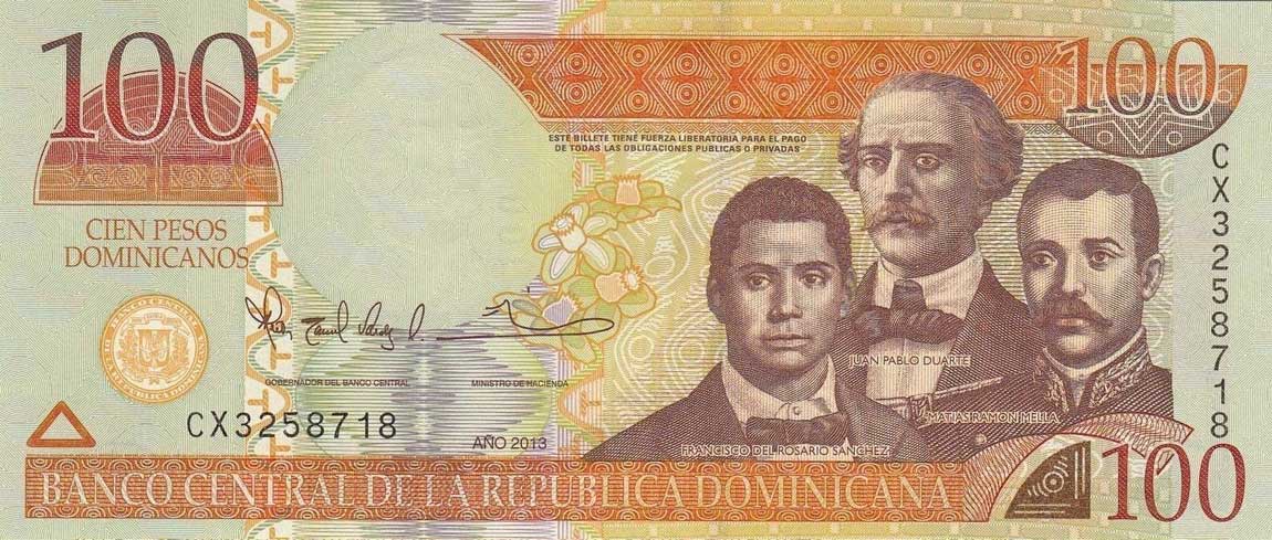 Front of Dominican Republic p184c: 100 Pesos Dominicanos from 2013