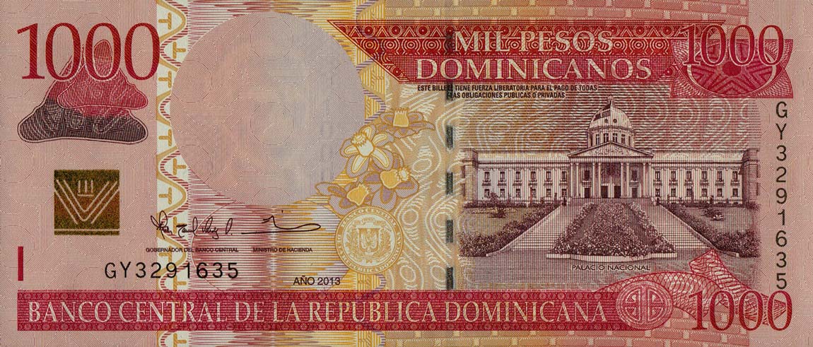 Front of Dominican Republic p187c: 1000 Pesos Dominicanos from 2013