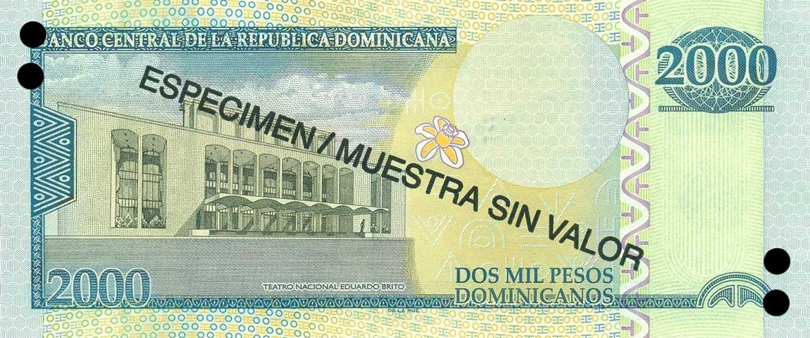 Back of Dominican Republic p188s: 2000 Pesos Dominicanos from 2011