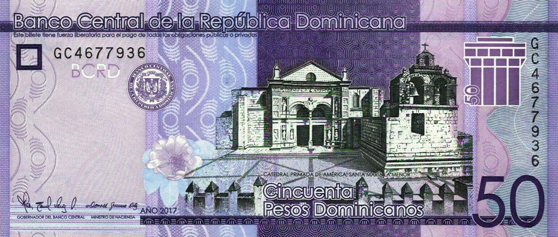 Front of Dominican Republic p189d: 50 Pesos Dominicanos from 2017