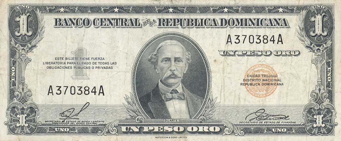 Front of Dominican Republic p80: 1 Peso Oro from 1958