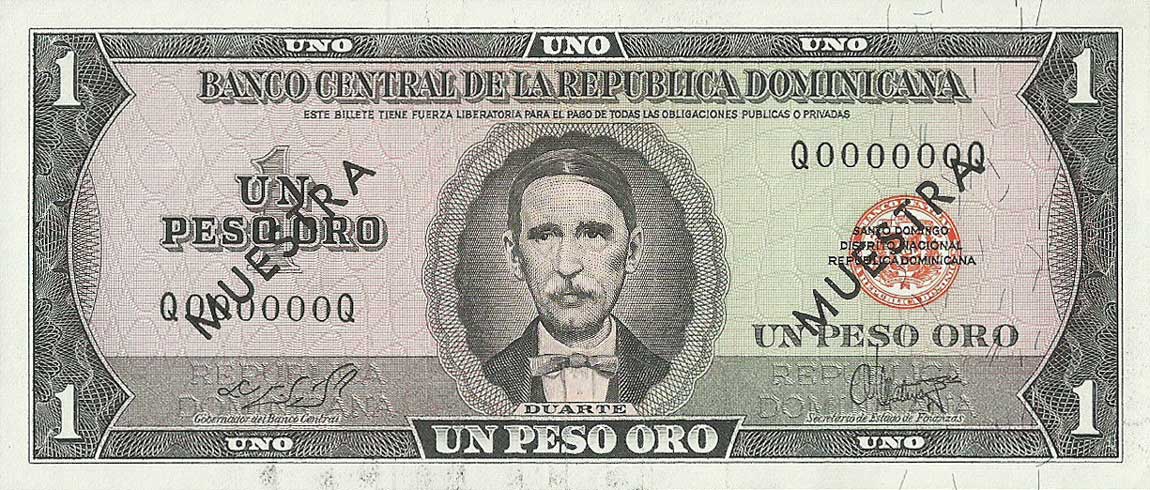 Front of Dominican Republic p99s1: 1 Peso Oro from 1964