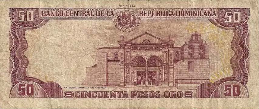 Back of Dominican Republic p135b: 50 Pesos Oro from 1994