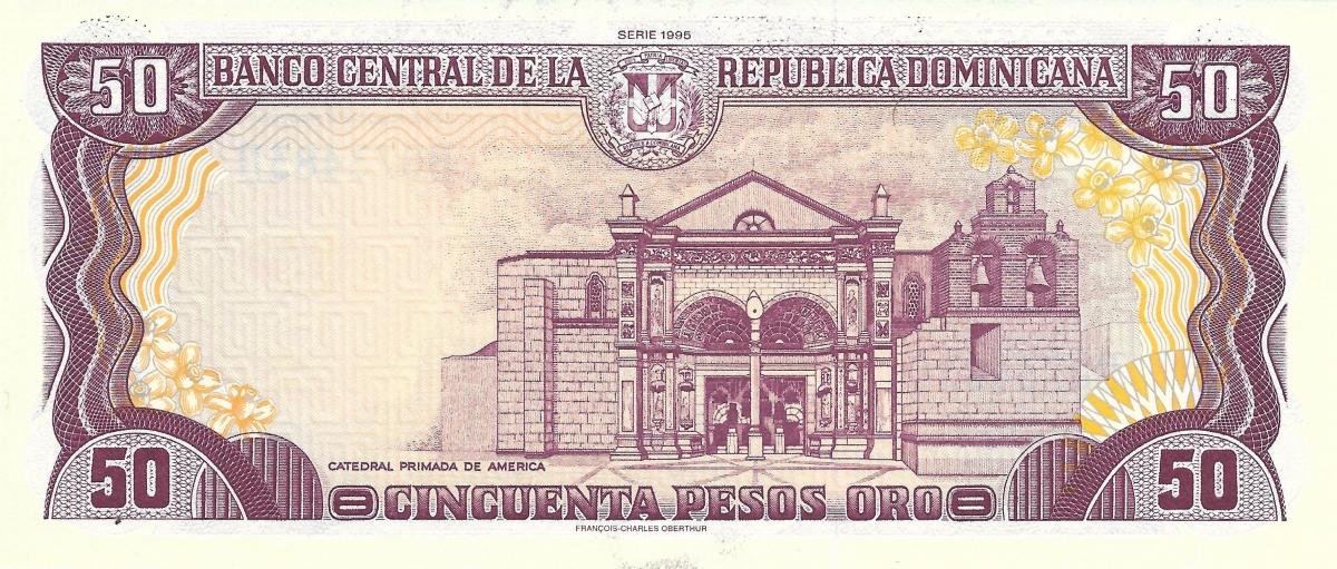 Back of Dominican Republic p149a: 50 Pesos Oro from 1995