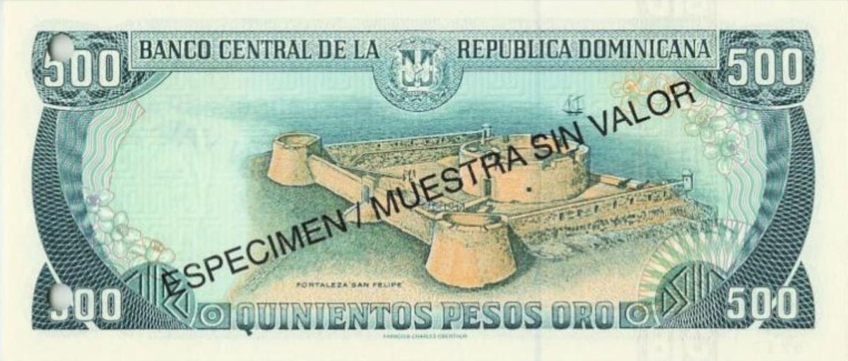 Back of Dominican Republic p157s2: 500 Pesos Oro from 1997