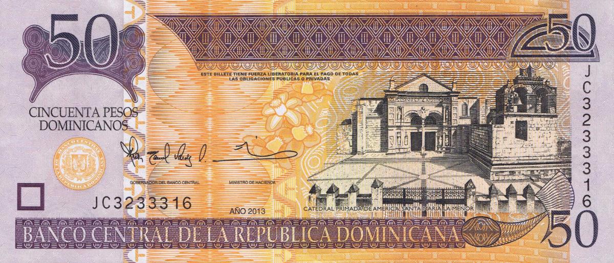 Front of Dominican Republic p183c: 50 Pesos Dominicanos from 2013