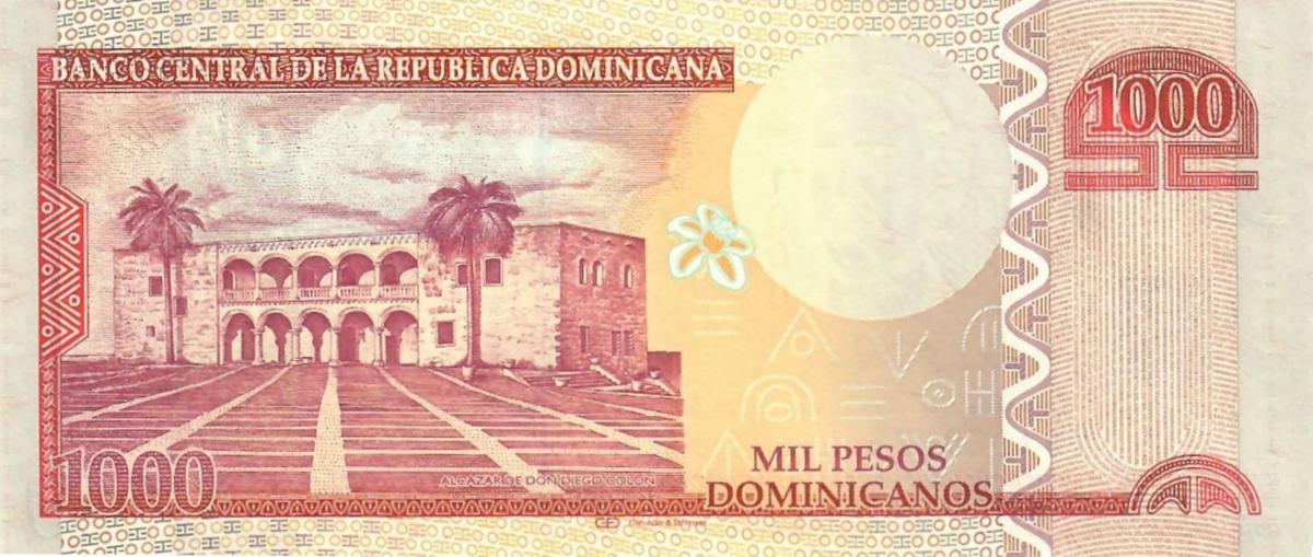 Back of Dominican Republic p187a: 1000 Pesos Dominicanos from 2011