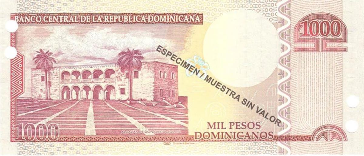 Back of Dominican Republic p187s: 1000 Pesos Dominicanos from 2010