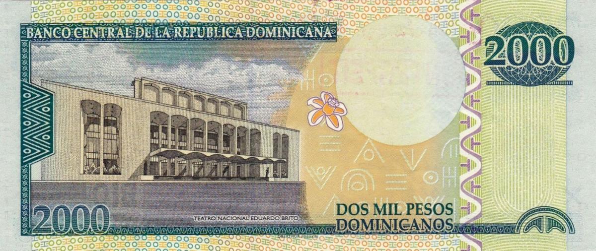 Back of Dominican Republic p188c: 2000 Pesos Dominicanos from 2013