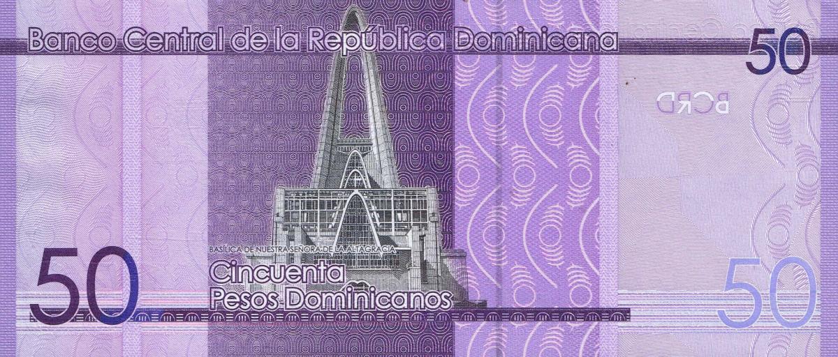 Back of Dominican Republic p189c: 50 Pesos Dominicanos from 2016