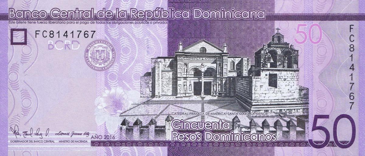 Front of Dominican Republic p189c: 50 Pesos Dominicanos from 2016