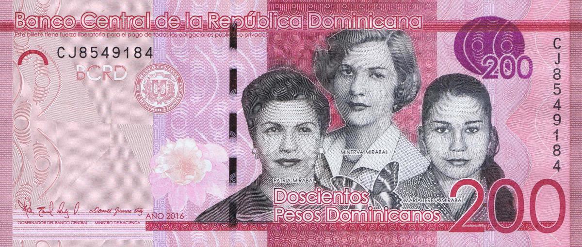 Front of Dominican Republic p191c: 200 Pesos Dominicanos from 2016