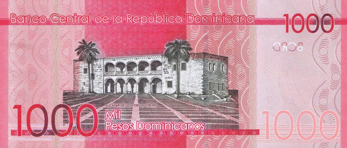 Back of Dominican Republic p193a: 1000 Pesos Dominicanos from 2014