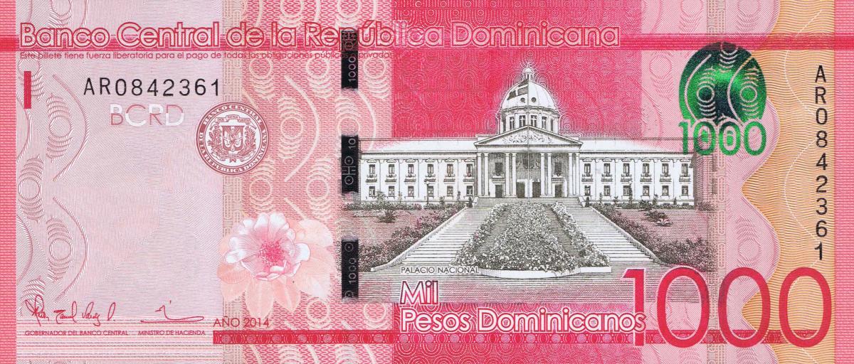 Front of Dominican Republic p193a: 1000 Pesos Dominicanos from 2014