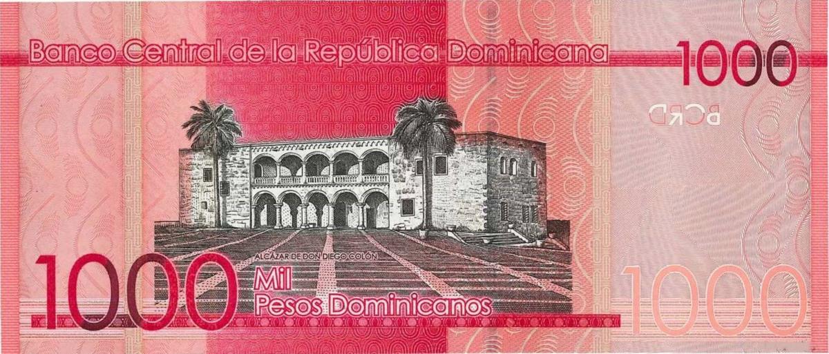 Back of Dominican Republic p193b: 1000 Pesos Dominicanos from 2015