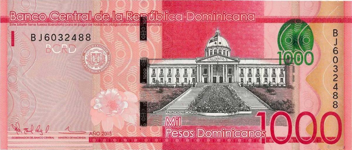 Front of Dominican Republic p193b: 1000 Pesos Dominicanos from 2015