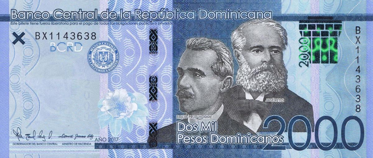 Front of Dominican Republic p194b: 2000 Pesos Dominicanos from 2017