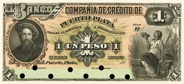 Front of Dominican Republic pS103p: 1 Peso from 1880