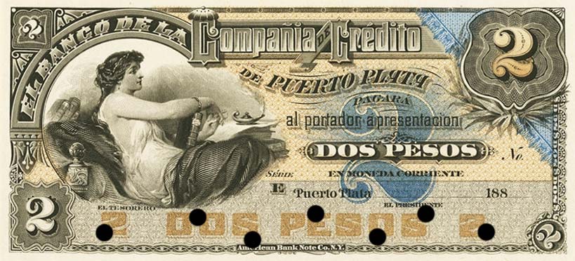 Front of Dominican Republic pS104p: 2 Pesos from 1880